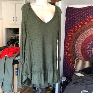 Free People green, long sleeve top, size S